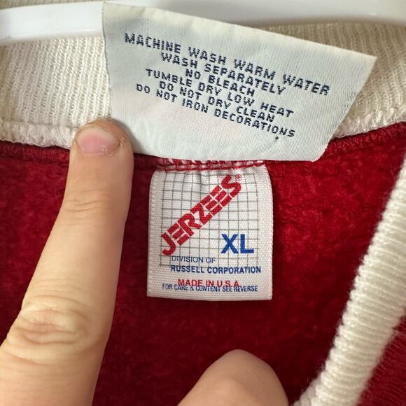 Vintage Jerzees Women's XL Christmas Tree Holiday Sweatshirt Red USA Made - Picture 4 of 7